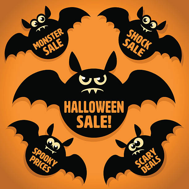 ilustraciones, imágenes clip art, dibujos animados e iconos de stock de halloween scary poco bat iconos de venta - bat halloween silhouette wing