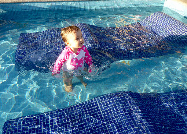 istock Little girl plays in a pool 473895158