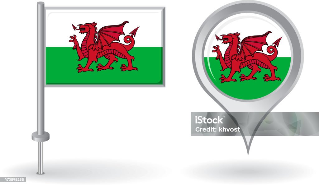 Welsh pin icon and map pointer flag. Vector Welsh pin icon and map pointer flag. Vector illustration. 2015 stock vector