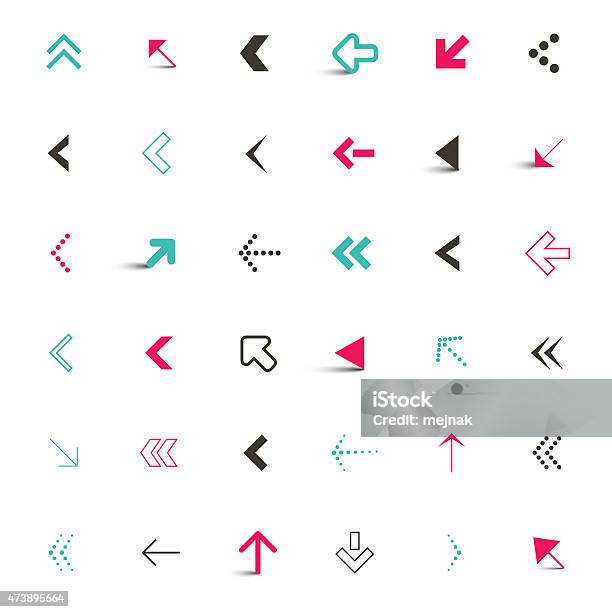 Vector Arrows Icons Set Illustration Stock Illustration - Download Image Now - 2015, Arrow Symbol, Blue