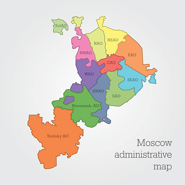 Moscow administrative map Moscow colorful administrative map moscow stock illustrations