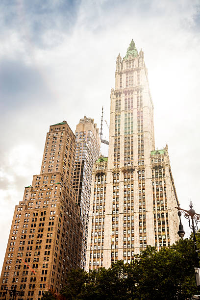istock Skyscraper architectural details and structures in New York downtown 473898354