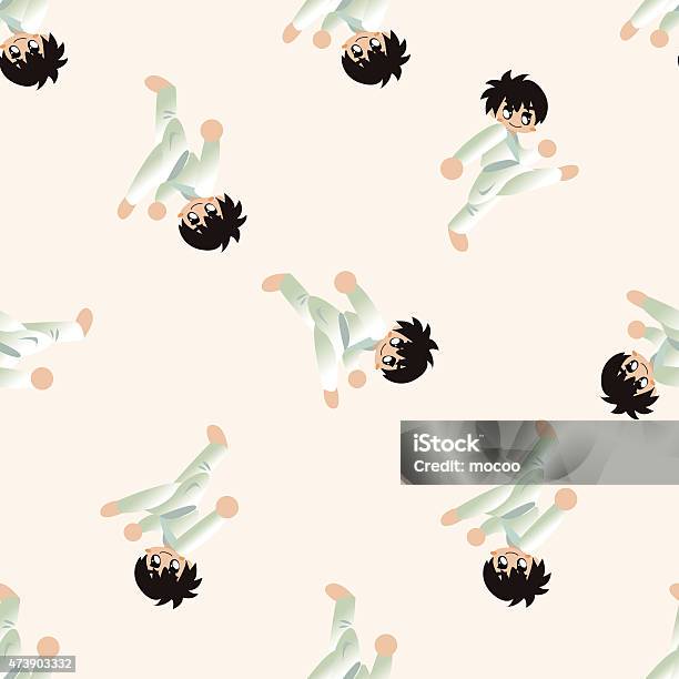 Taekwondo Cartoon Seamless Pattern Background Stock Illustration - Download Image Now - 2015, Art, Art And Craft