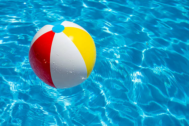 istock Beach ball party in a blue water swimming pool 473906108