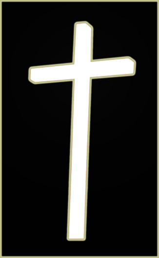White cross on a black background- highlighted