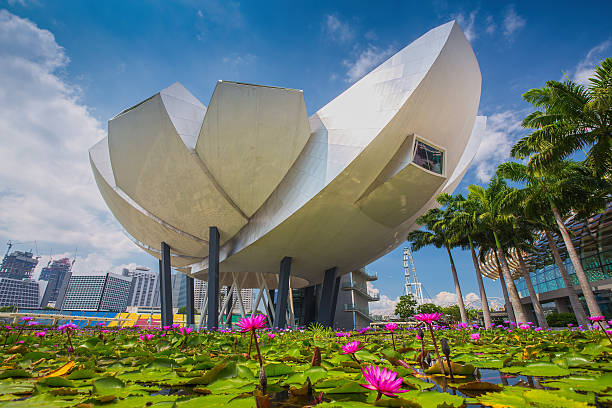 Singapore, Singapore  - September 1, 2014 : ArtScience Museum on September 1, 2014 in Singapore. It is one of the attractions at Marina Bay Sands. It has 21 gallery spaces with a total area of 6,000 square meters.