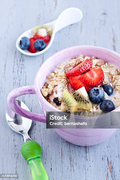 Muesli With Fruits Stock Photo - Download Image Now - 2015, Blueberry, Breakfast