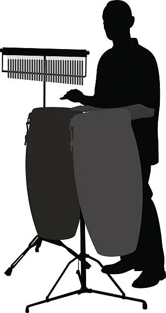 Vector illustration of Bongo Player Silhouette