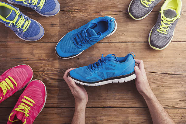 istock Running shoes on the floor 473916400