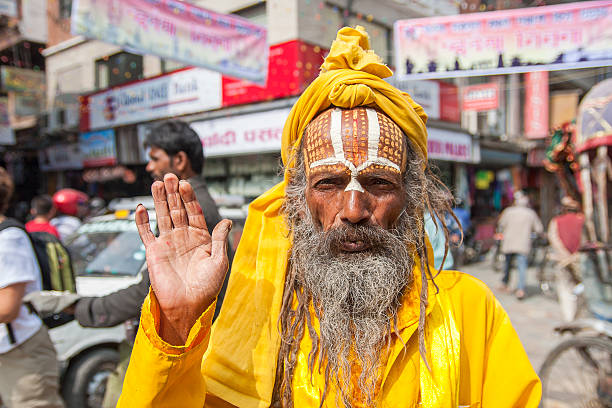 sadhu na ulicach katmandu - india sadhu nepalese culture nepal zdjęcia i obrazy z banku zdjęć