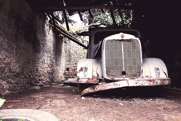 istock Abandond old truck in a farm 473919770