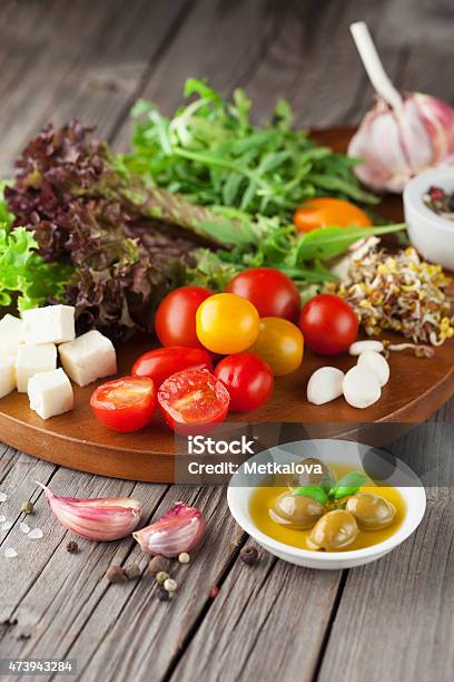 Fresh Summer Salad Stock Photo - Download Image Now - 2015, Arugula, Backgrounds
