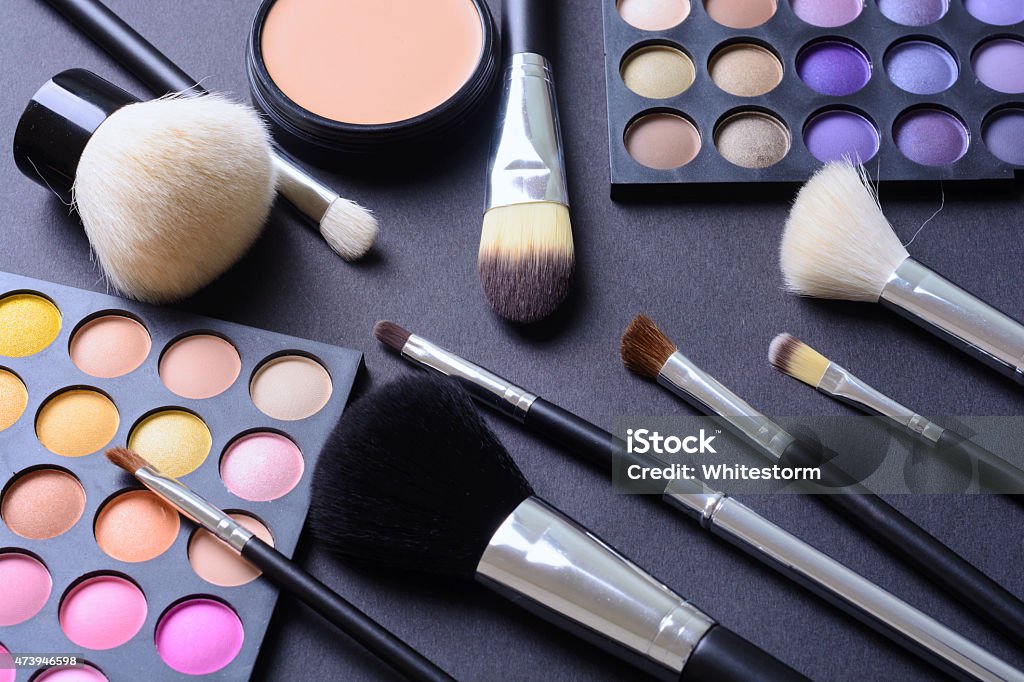 Make up Make up pallet with brush Eyeshadow Stock Photo