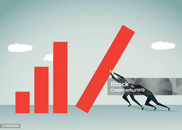 Illustration Of Two People Working Together Stock Illustration - Download Image Now - Pushing, Stock Market and Exchange, 2015