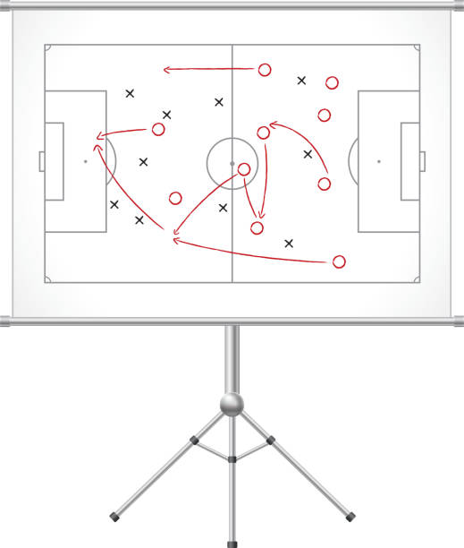 ilustrações, clipart, desenhos animados e ícones de táticas de futebol - flipchart whiteboard easel chart