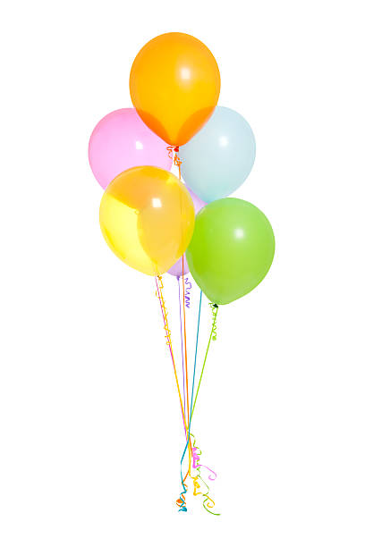 istock Six Balloons Isolated with ribbon tails 473950380