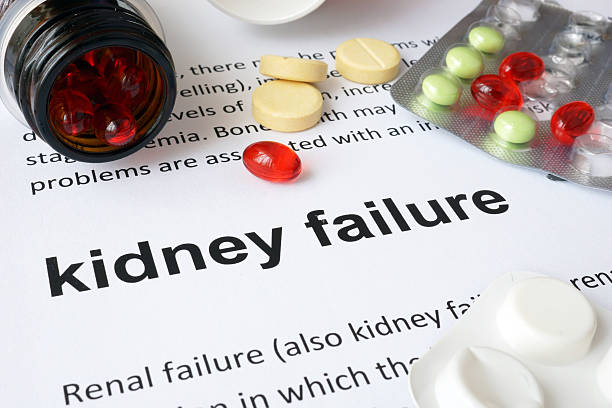 Paper with kidney failure and pills. Paper with kidney failure and pills. Medical concept. nephropathy photos stock pictures, royalty-free photos & images
