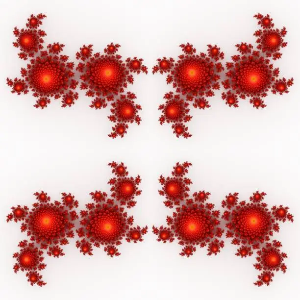 Photo of Popular fractal ornaments in white background.