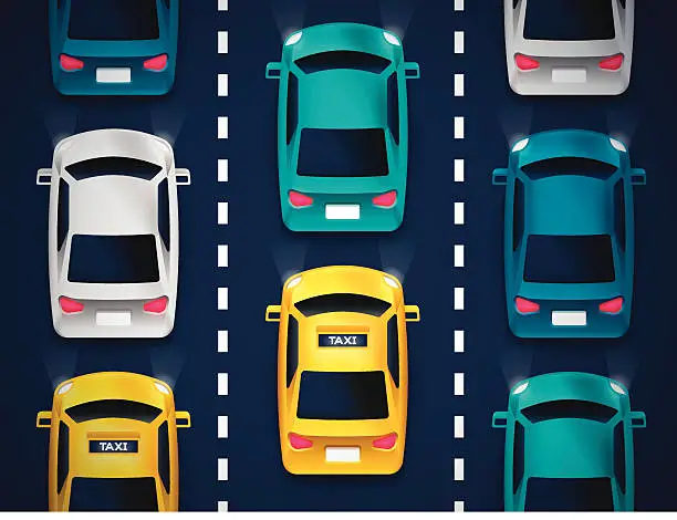 Vector illustration of City Cars and Traffic