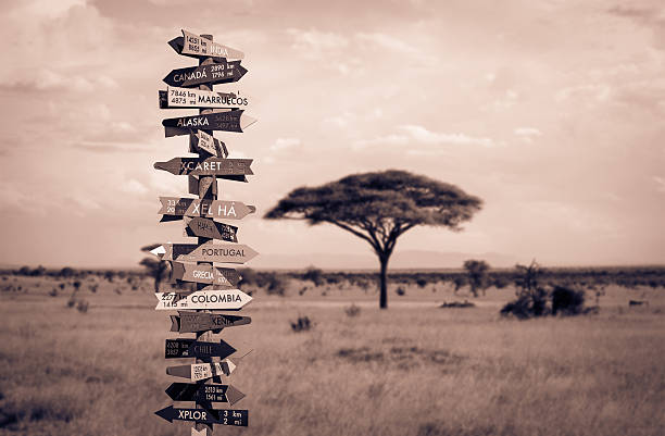 istock Funny directions signpost 473954460