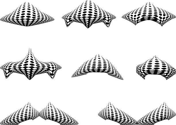 초현대적 형태를 하프톤 패턴 - textured sine wave spotted halftone pattern stock illustrations