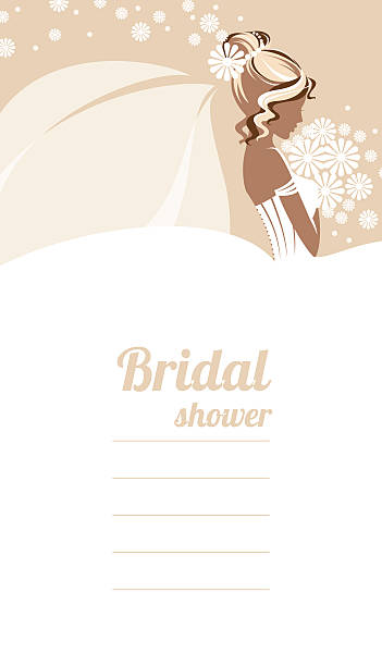 иллюстрация молодой элегантные невеста, держа букет цветов. - white background stock illustrations