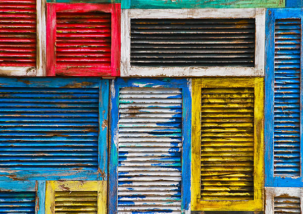 istock Abstract background of Multi-colored wooden windows 473972146