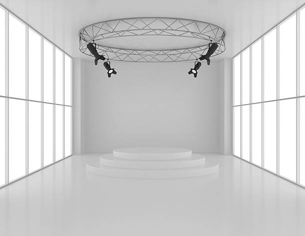 istock Empty room with a round pedestal and spotlights top 473976710