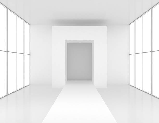 istock Empty fashion podium in the large, bright lobby 473981848