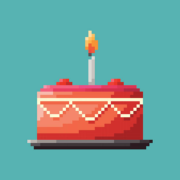 ilustrações de stock, clip art, desenhos animados e ícones de bolo de aniversário, pixel conceito de ícone - birthday cupcake pastry baking