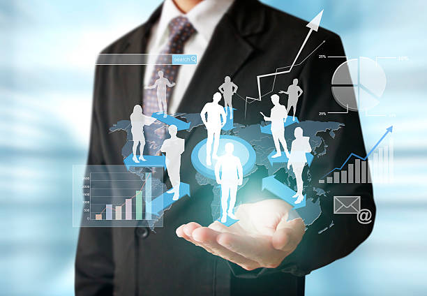 istock Businessman with financial symbols 473993922