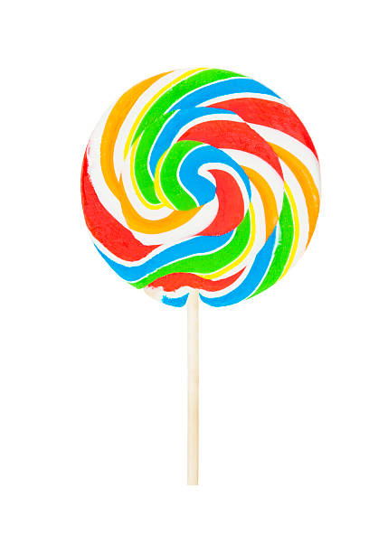 istock Lollipop swirl in bright primary colors isolated 473994302