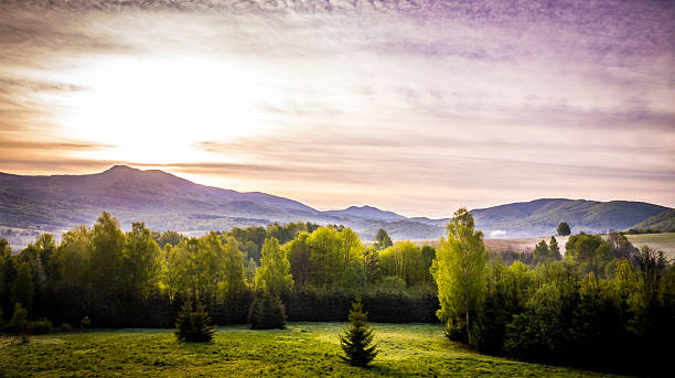 Beautiful morning in Bieszczady mountains, south-eastern Poland