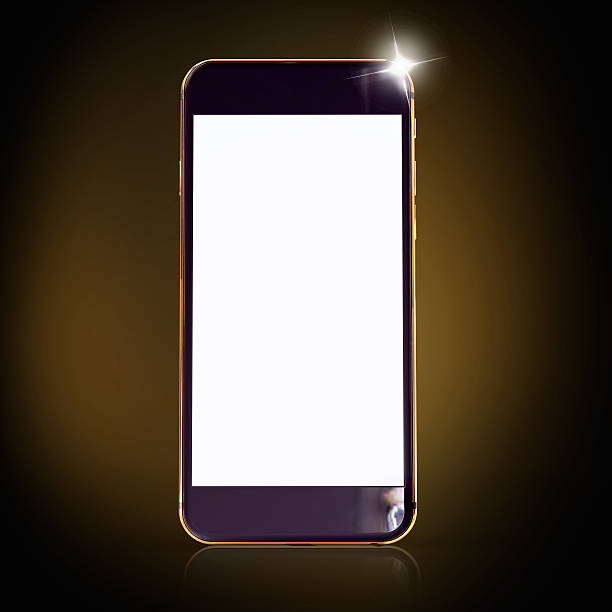 istock Golden phone on a black  background 474005706