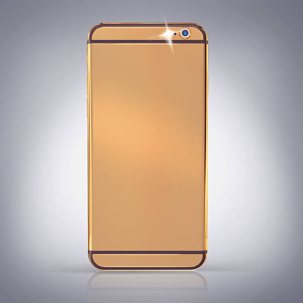 istock Golden phone on a grey  background 474005714