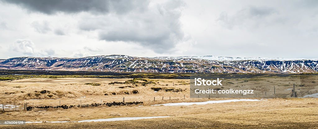 winter panorama with snow and mountain in iceland 2015 Stock Photo
