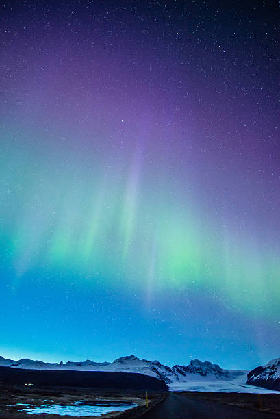 aurora visualizzazione di skaftafell, islanda - skaftafell glacier foto e immagini stock
