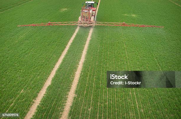 Aerial View Of The Tractor Stock Photo - Download Image Now - 2015, Above, Aerial View