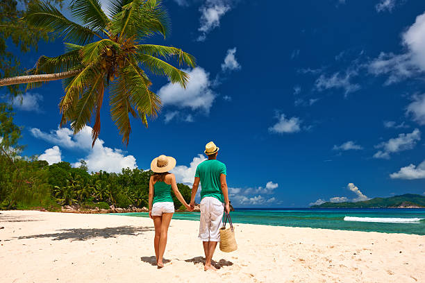 istock Couple on a beach at Seychelles 474009584