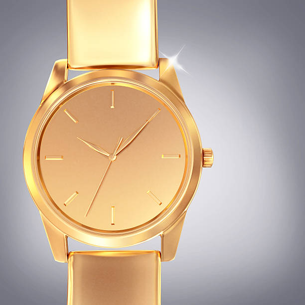 istock Golden watch  on a grey  background 474014438