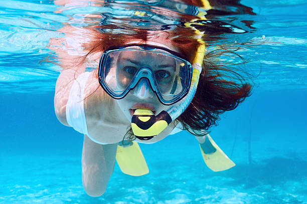 istock Woman with mask snorkeling 474015062