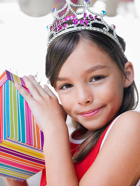 istock Cute Girl With Birthday Present 474021103