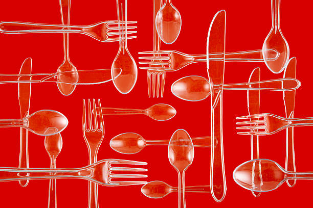 Red Cutlery stock photo