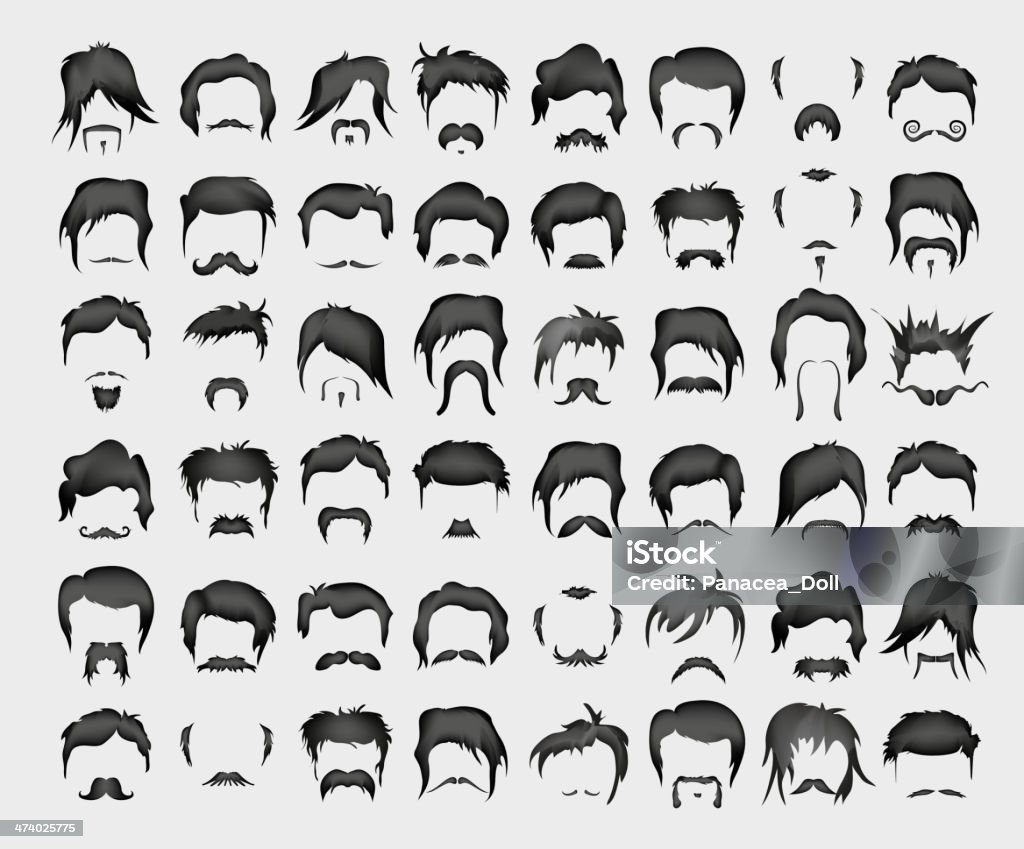 Vector Set Of Whiskers And Hairstyles Stock Illustration - Download Image  Now - Mustache, Cutting Hair, Human Hair - iStock
