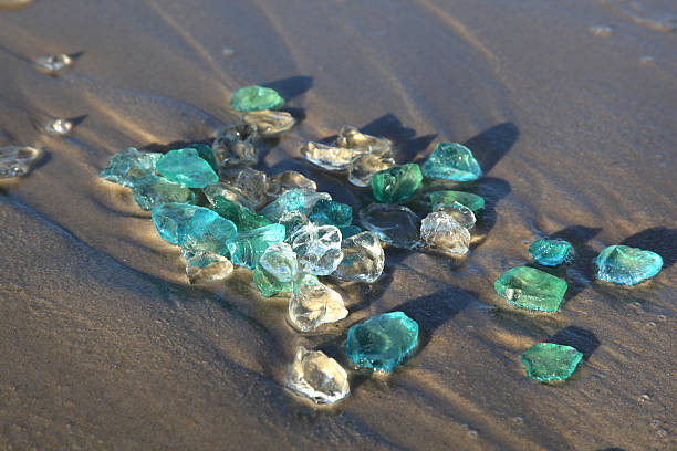 Sea Glass on Sand stock photo
