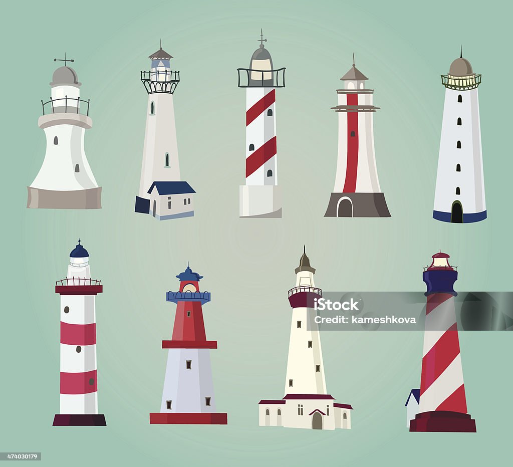 set of cartoon lighthouses. Flat icons. set of cartoon lighthouses. Flat icons. vector eps 10 Architecture stock vector