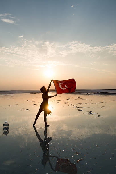 istock Ballerina on the water with Turkish Flag 474030772