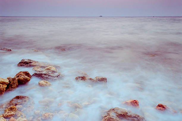 Evening on coast of Black Sea stock photo
