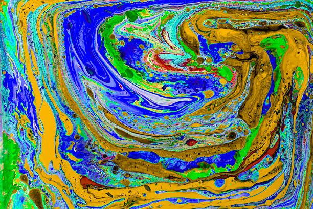 istock Colorful Paint mixing from bird perspective 474037056