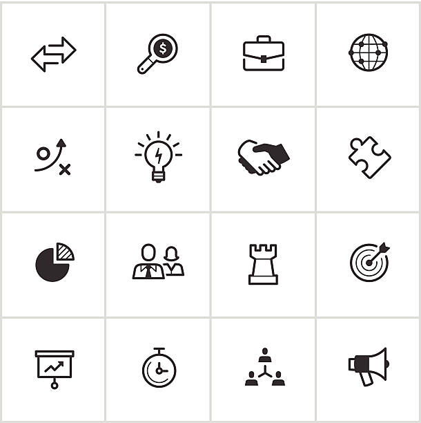 Business Strategy Icons — Inky Series Simple vector icon set representing business strategy concepts. target acquisition stock illustrations